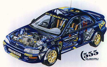 Impreza 555 Group A cutaway    Prodrive